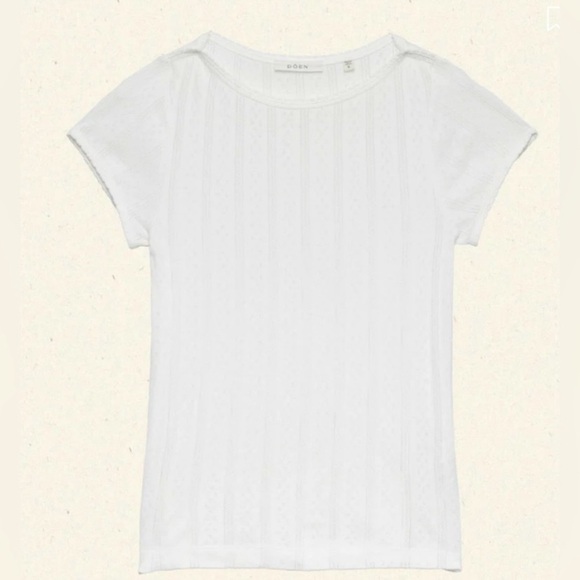 NWT Doen Pauline Cotton Boatneck Short Sleeve Top Salt Quelle Joilie Pointelle - Picture 12 of 13
